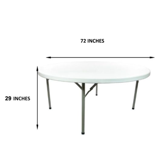 6 FOOT ROUND TABLE WITH INTEGRATED SNAP BUTTONS