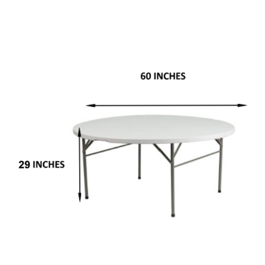 5 FOOT ROUND TABLE WITH INTEGRATED SNAP BUTTONS