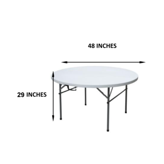 4 FOOT ROUND TABLE WITH INTEGRATED SNAP BUTTONS