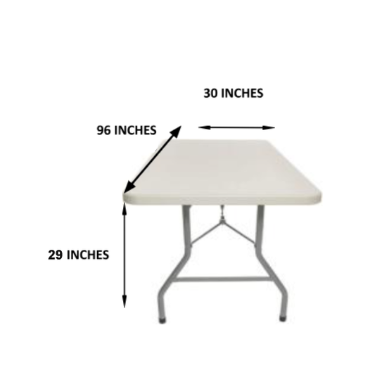 8 FOOT RECTANGULAR TABLE WITH INTEGRATED SNAP BUTTONS